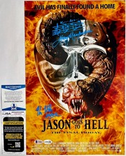 Kane Hodder & Harry Manfredini Signed Jason Goes To Hell 11x17 Poster JSA COA picture