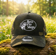 Bass Pro Shop Embroidered Camo Trucker Hat Adjustable Cap NEW picture