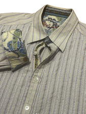 Robert Graham Mens XL Cotton Embroidered Stripe Flip Cuff Multicolor picture