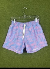 Chubbies Mens Pink Blue Palm Leaf Print Swim Trunks Mesh Lined Size M picture