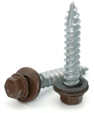 #14 Hex Washer Head Roofing Screws Mechanical Galvanized | Brown Finish picture