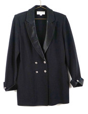 ST JOHN BLACK KNIT JACKET BUTTONS SZ 10 picture