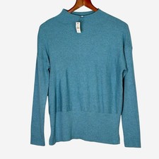 NEW Talbots Ribbed Mock Neck Sweater Size M Medium Ocean Blue Long Sleeve picture