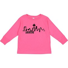 Inktastic Seattle Skyline Toddler Long Sleeve T-Shirt Boodlebug Graphics Travel picture
