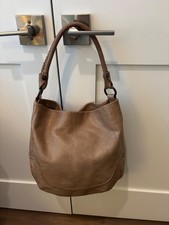 Frye Melissa Hobo Shoulder Bag with Crossbody Strap in Taupe Leather picture