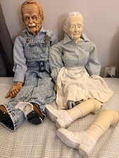 Vintage Grandma & Grandpa Porcelain Porch Sitters Wallace Style Pair Adorable picture