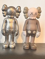 KAWS Companion 2016 Brown & Metallic Silver Repaint Figures Lot of 2 picture