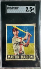 1948-49 Leaf Gum Co. Martin Marion #97 SGC 2.5 St. Louis Cardinals 🔥Fresh Slab picture