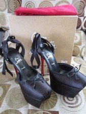 Christian Louboutin Black Ballet Lace Up Heels w/Box & Cover Size 6 NEVER WORN picture