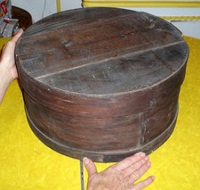 PRIMITIVE BENT WOOD SHAKER BOX ANTIQUE STORAGE PANTRY BOX COUNTRY KITCHEN picture