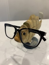 Peepers Hand Carved Wooden Fish Eyeglass Holder Vintage 1990s Beach Decor Rare picture
