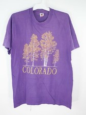 VTG Colorado Mens Short Sleeves Single Stitch Purple T-Shirt Size Large picture