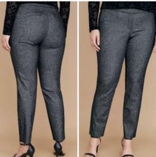 NWT Lane Bryant The Allie Straight Leg Dress Pants Black Silver Sparkle Sz 12P picture