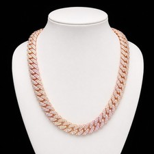 24” 3 Row Moissanite Cuban Link Chain in 925 Sterling Silver.  picture