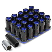 DNA Motoring M12x1.5 Lug Nuts 16 Pcs + 4 Lock Nuts Blue for Conical Seat Wheels picture