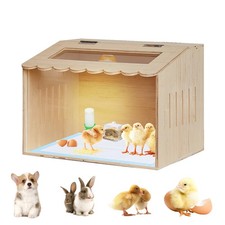 Wooden Chicken Brooder Box Kit with Heating Lamp, Thermometer, Food & Water Feed picture