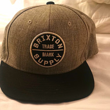 Brixton Supply Snapback Hat Cap Twill Gray/Black Solid Trade Mark Patch picture