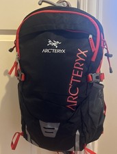 Arc'teryx 35L Black And Red Waterproof Hiking Outdoor Backpack With Rain Cover picture