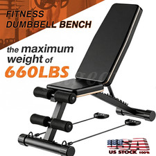 Foldable Adjustable Weight Bench, 660LBS Heavy Steel Frame Full Muscle Workout picture