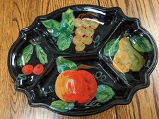 VTG serving platter Italy Fruit Hand painted Divided dish tray Artimino Tuscan picture