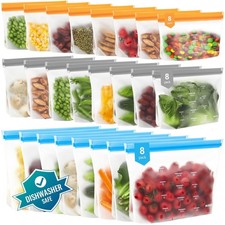 24 Pack Reusable Gallon Freezer Bags - BPA Free, Leakproof & Dishwasher Safe... picture
