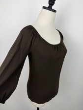 Vintage Y2K Babydoll Top Womens XS Chocolate Brown 3/4 Sleeve Peasant Knit Top picture