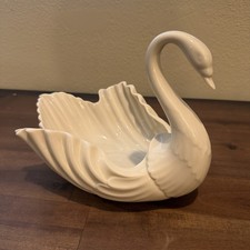 VTG Lenox Porcelain Large Swan Bowl 9” Centerpiece Candy Dish Cream Made in USA picture