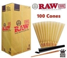 Authentic RAW Classic King Size Pre-Rolled Cones 100 Pack 🌟Tube 🌟Raw Woodpoker picture
