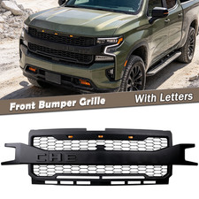 Matte Black Bumper Grille For 2019-2021 Chevy Silverado 1500 Grill With Letters picture