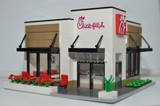 Chicken Sandwich Restaurant Creator Modular City Custom Built Brick Model MOC picture