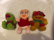 Vintage 1987 McDonald's Muppet Babies Jim Henson Christmas Plush Set of 3 picture