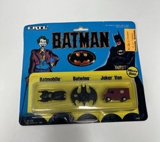 RARE 1989 Batman ERTL Diecast Vehicle Set - Joker Van - Batmobile -Batwing micro picture