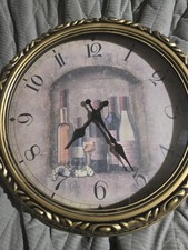 Vtg Large Italian Rococo Style Wine Motif Antique Gold Molded Resin Wall Clock picture