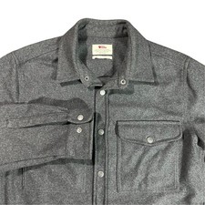 Fjallraven Men's Size Large Singi Wool Overshirt Button Snap Comfort Fit Grey picture