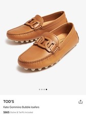 TOD'S Gommino Catena Pelle Macro 52K Leather Driving Loafers Brown Size 38 picture
