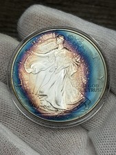 2004 American Silver Eagle Duel Sided Rainbow Toning picture