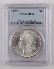 1879-S MORGAN DOLLAR  BRILLIANT UNC LUSTER WHITE PCGS MS64 - 1806b picture
