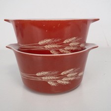 Pyrex Autumn Harvest Cinderella Mixing Bowls Set 2 Orange Wheat 441 1.5 Pt Glass picture
