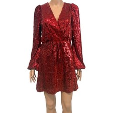 WAYF small flash sequin long sleeve faux wrap minidress D4 3319 picture