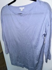 J.Jill 100% Extra Fine Merino Wool Light Blue Lightweight Sweater Top Size S picture