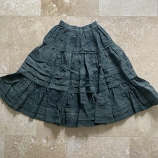 Brand New Linennaive Ruby 31 Layered Twirl Linen Skirt - Forest Green ~ XS 🌲 picture