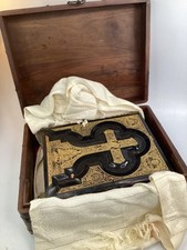 ANTIQUE 1882 SAGRADA BIBLIA wood cover LARGE FAMILY BIBLE+antique wood box (F6) picture