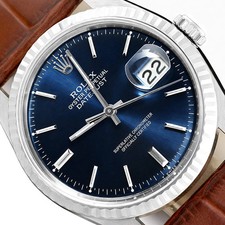 36mm Rolex Datejust 1601 Blue Dial 18K White Gold Bezel Stainless Steel Watch picture
