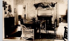 SMALL HOTEL LOBBY INTERIOR c1910 postcard real photo rppc historic antique picture