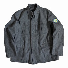 VTG 1960s West Germany BUND ZB Civil Defense Gray Wool Field Coat Jacket 58 XL picture