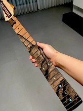 AAAAA Unique 7 Pieces Ebony Jumbo 22fret Flame Maple Electric Guitar Neck Satin picture