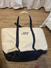 Vintage LL Bean Boat And Tote Navy And White Canvas Outdoor 80s 90s picture