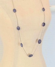 Vintage Tanzanite Beaded Necklace: 14K White Gold, 19 Inch picture