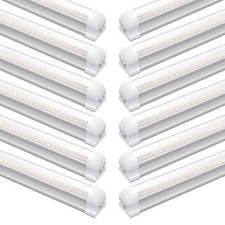 12PK 8FT LED Shop Light 72W 5000K T8 Linkable Tube Fixture For Garage Warehouse picture