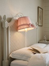 Vintage Pink Pleated Headboard Reading Lampshade picture